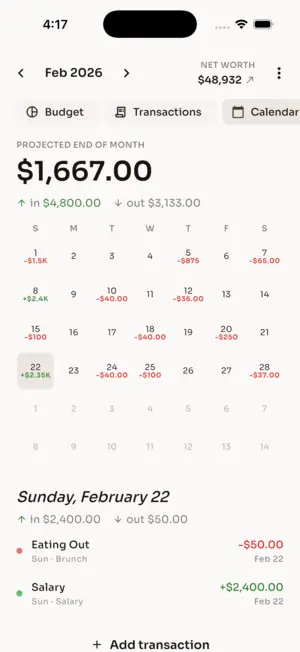 Budget44 — Month calendar